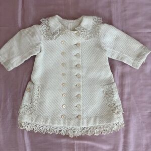 Lovely Victorian White Eyelet Lace Baby Jacket with an Incredible Collar